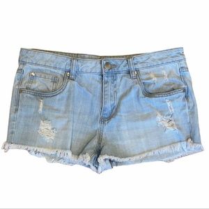 Forever 21 Denim Jean Shorts Ripped Grunge Cutoffs 28 6 Blue Western Cowgirl